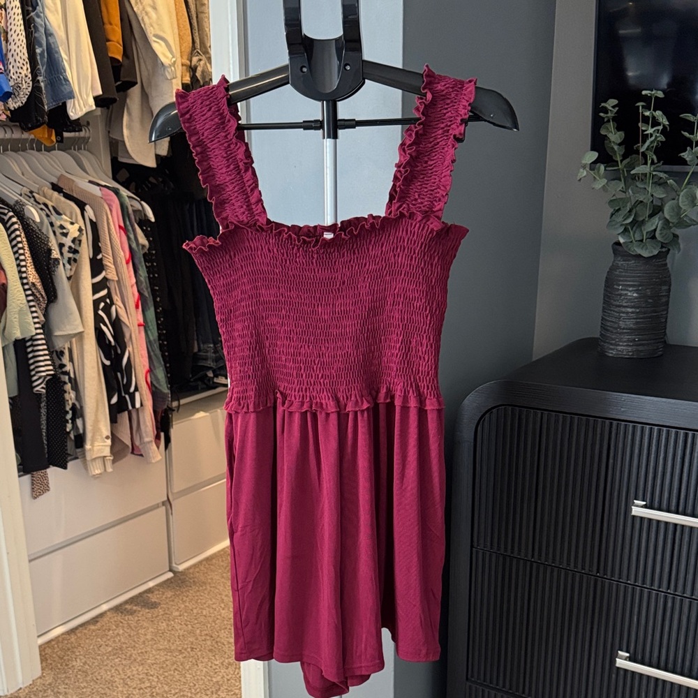 Smocked Ruffle Strap Romper